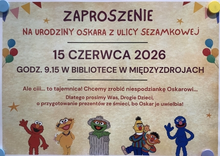 Zaproszenie na urodziny Oskara z ulicy Sezamkowej